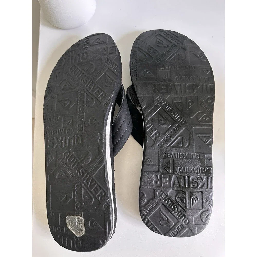 Quicksilver Molokai Men’s Flip Flop Size 10/10.5 Beach Surf Sandals White Logo